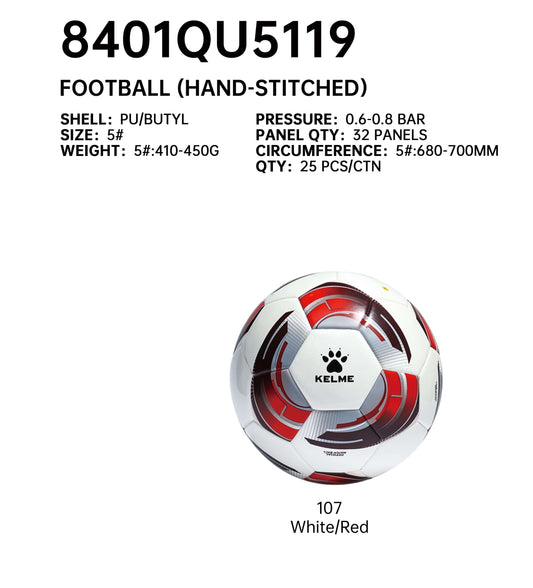 KELME Soccer Ball Hand Stitched 32 Panels - Size 5 - 8401QU5119