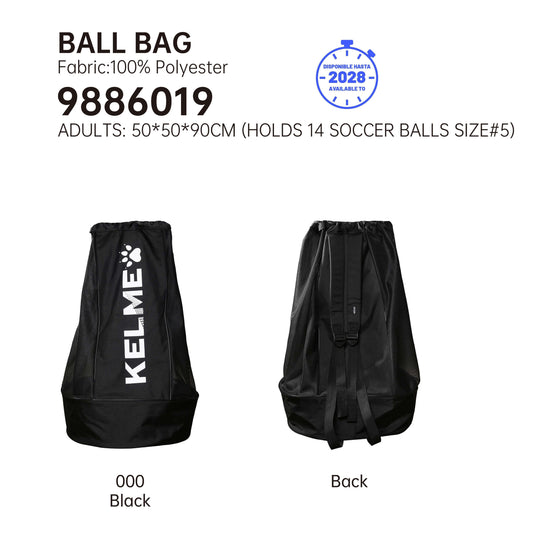 Kelme Soccer Ball Bag 50*50*90 cm - Holds Up to 14 Soccer Balls Size 5 - (Until 2026)